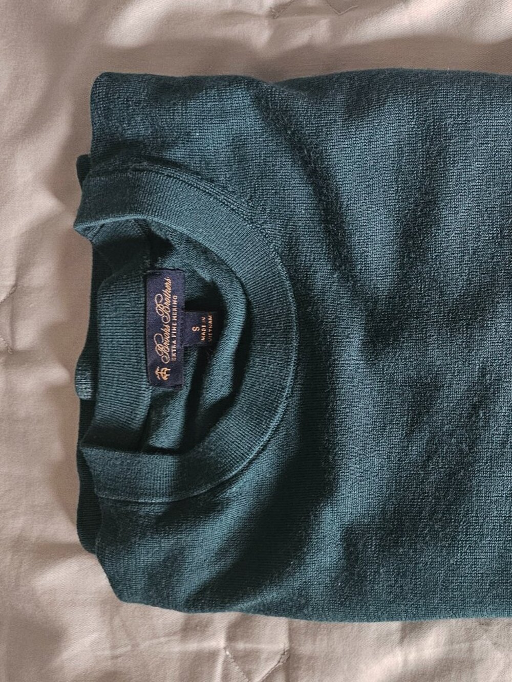 Brooks Brothers Extra Fine Merino Wool Crewneck Sweater Teal Green Size Small